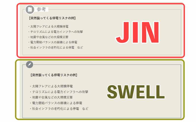 修正前（上JIN）修正後（下SWELL）